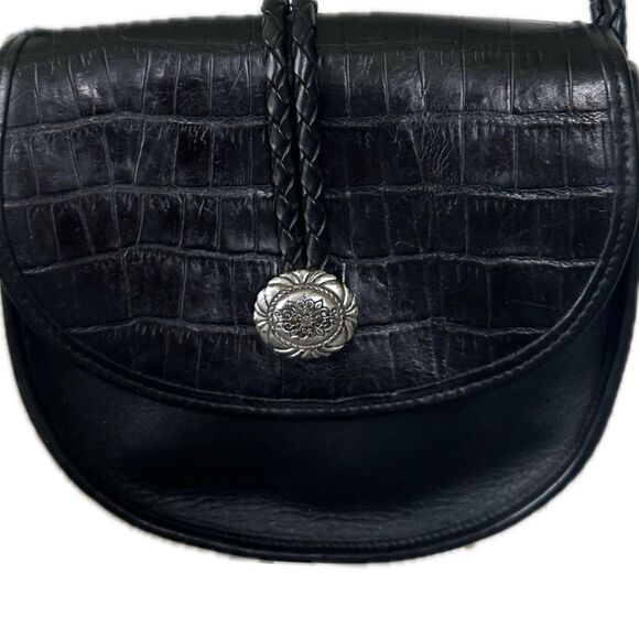 Brighton Vintage 399149 Cara Alligator Embossed Braided Leather Crossbody Purse - Picture 1 of 12